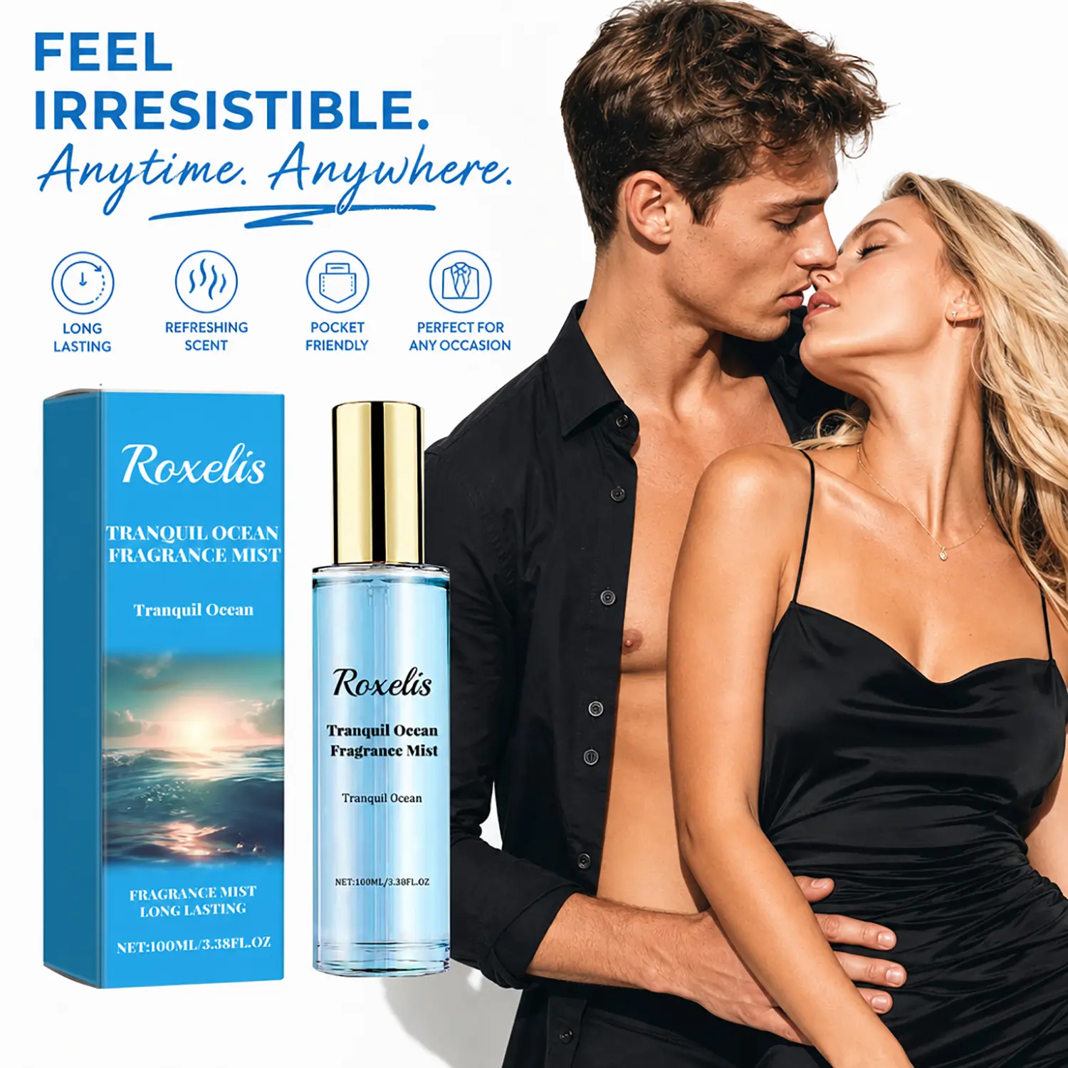 Men’s Pheromone Perfume,  Infused with Pheromone Formula, Long Lasting, Sharp Citrus & Oceanic Fragrance Notes, Designed for the Well-Groomed Gentleman, Make Her Obsessed & Share a Dapper Unforgettable Night, Perfect for Christmas & Anniversary. 100ML