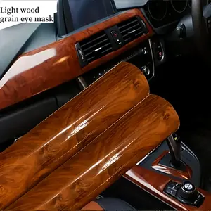 Wood Grain Pattern Car Interior Sticker, Glossy Retro Wood Grain Eye Mask Film, Car Vinyl Wrap Roll, Classic Peach Wood Grain Self Adhesive Bubble-free Decals