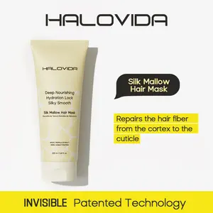 HALOVIDA Silk Mallow Hair Mask for Hydrating and Moisturizing Hair,Strengthens & Maintains Bonds within Hair, Flyaways & Reduce Breakage,Instant Softness & Shine,Clean,Dry & Damaged Hair Professional Treatment,Perfect for all hair types,6.8 fl.oz