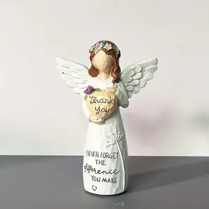 Angel Statue with Gratitude Message, Thoughtful Thanksgiving Gift, Charming Home Decor for Mother's Day, Lightweight Durable Resin Collectible