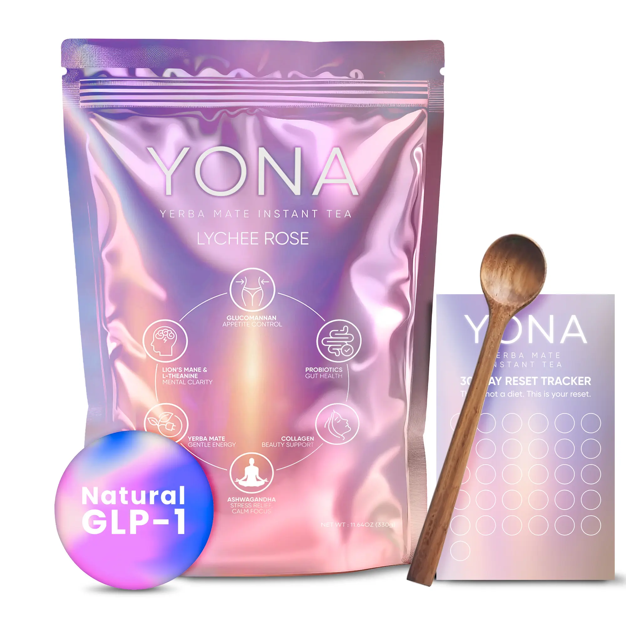 Yerba Mate Instant Tea Powder Drink | Digestive & Metabolic Support with Natural Ingredients Lion's Mane, Glucomannan, Probiotics, Ashwagandha, Magnesium, L-Theanine & Collagen | Caffeine-Free | YONA Lychee Ros | 330g - TikTok Shop Yerba Mate Instant Tea Powder Drink | Digestive & Metabolic Support with Natural Ingredients Lion's Mane, Glucomannan, Probiotics, Ashwagandha, Magnesium, L-Theanine & Collagen | Caffeine-Free | YONA Lychee Ros | 330g - TikTok Shop