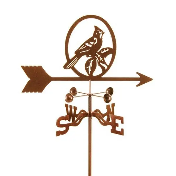 EZ Vane EZ1102-PT Metal Cardinal Bird Weathervane, 25" h x 21" w x 9", 3 Protective Coatings, EWNS Directional, Easy Installation, Post Mount