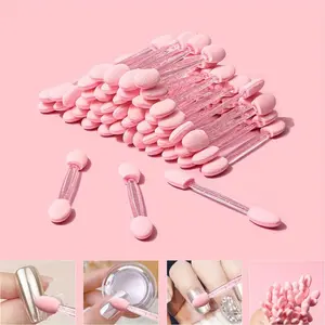 Multi-functional 50pcs/set Nails Sponge Brush - Double-ended Sponge Applicator, Sequin Powder, and Nail Art Brush