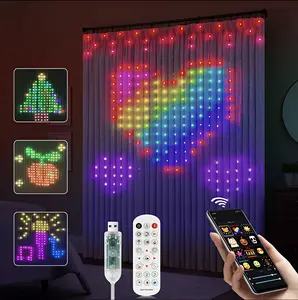 Smart LED Curtain Lights, Color Changing Wall Lights, Dynamic DIY Curtain String Lights for Bedroom Living Room Backdrop Decor Christmas Halloween Parties, 400 RGB LEDs Adjustable Rgb Lighting Vibrant Rgb Lighting