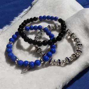 Double Thin Blue Line Threaded Bracelets