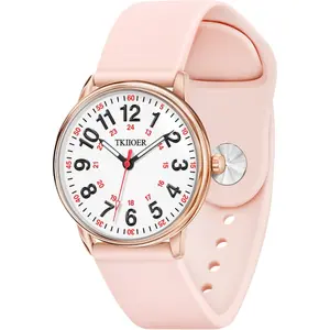 Nurse Watch for Nurse Medical Professionals Students Women Men, 50M Waterproof 12/24 Hour Military Time Luminouse Easy Read Dial, Rose PInk