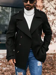 Elegant Men's Overcoat, British Gentleman Style Classic Lapel Coat, Jackets, Dual-Row Button Design, Perfect for All Occasions