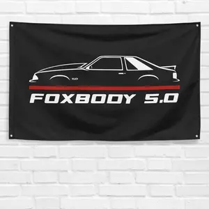 Mustang Foxbody 5.0 Cowl Enthusiast 3x5 ft Flag Banner Decor Decorative bedroom living room gift polyester peach colorful decorative Light Tapestry