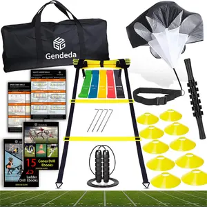 Speed Agility Training Set, Includes Agility Ladder, Jump Rope, Resistance Parachute, 5 Resistance Bands, 10 Cones, Speed Training Equipment for Soccer Football