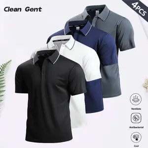 Clean Gent four-piece men's casual POlo shirt, soft breathable lapel top, comfortable short-sleeved casual version, classic POLO shirt, sports POLO shirt, use and daily work, golf, and travel wear