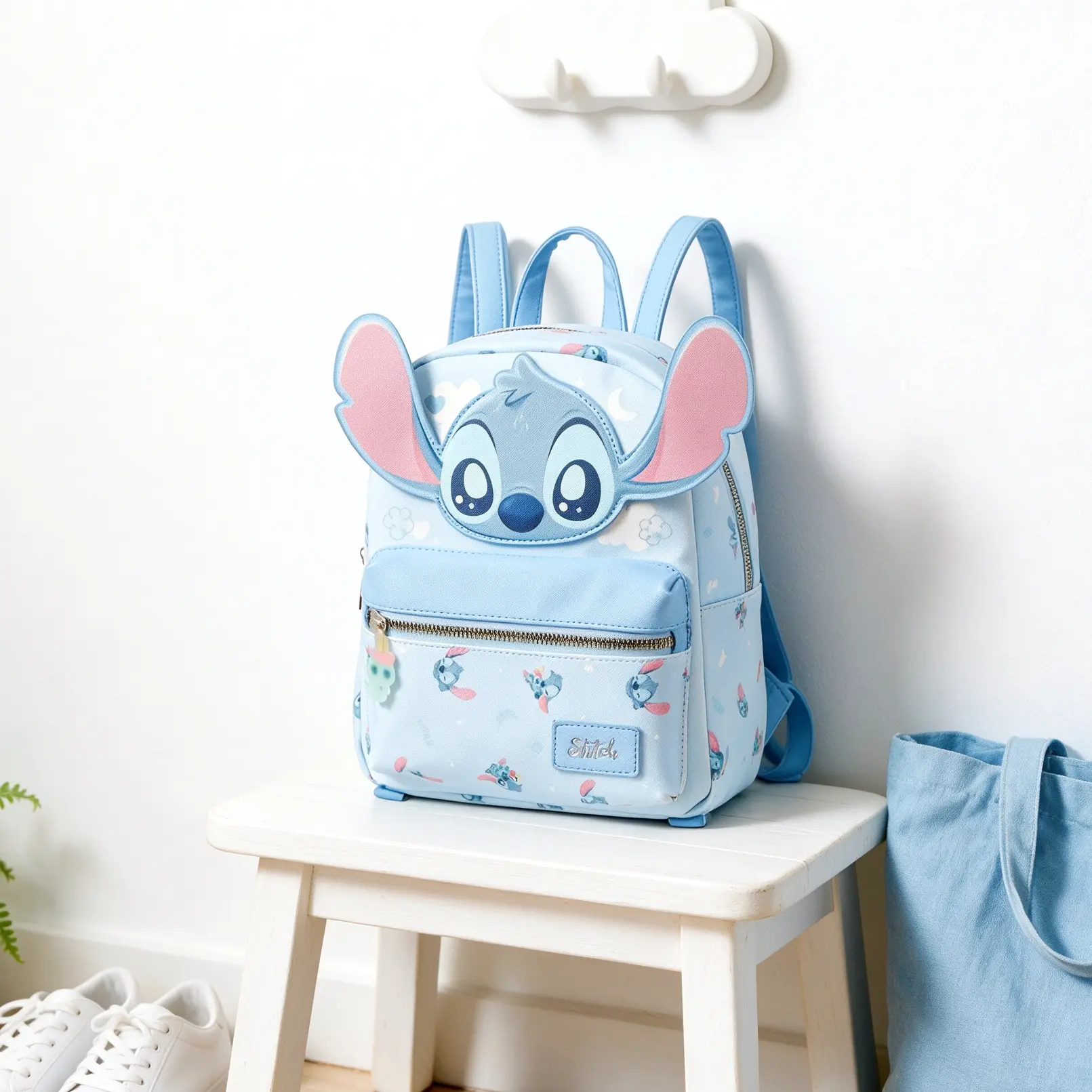 【Back to School】MINISO x Disney Stitch Cute Backpack | Lightweight School Bookbag for Kids, Students, Everyday Use