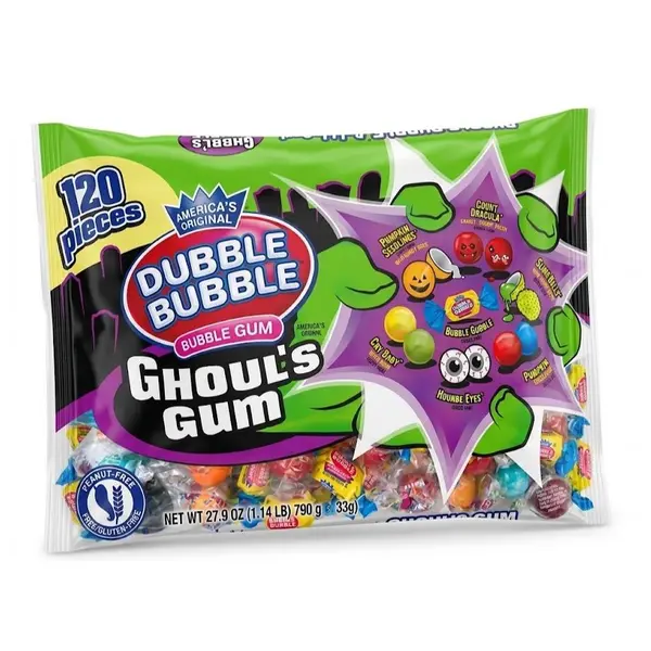 America's Original Dubble Bubble Ghoul's Bubblegum Chewing Gum Bulk Bag, Halloween Mix Assorted Snacks, Kosher Safe, Gluten Free, 120-Piece Bagged Candy (27.9oz / 790g)