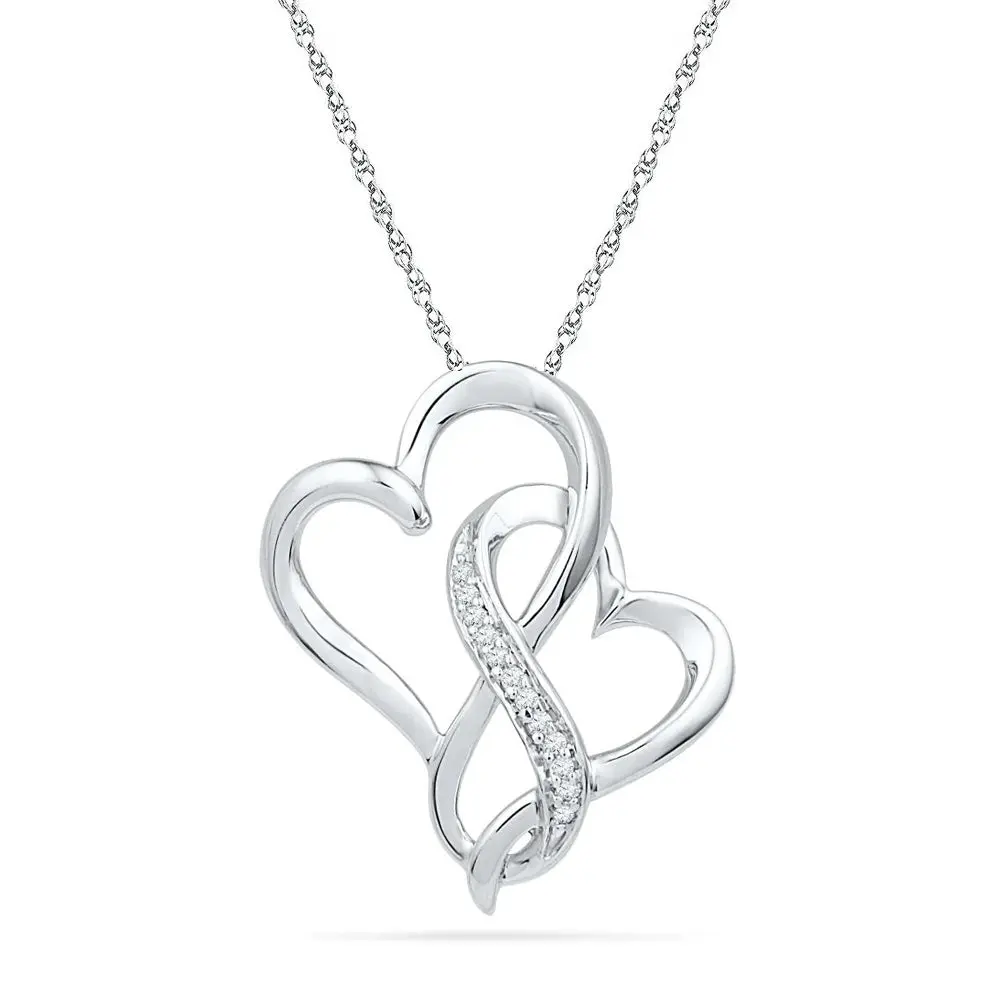 Double Heart Infinity Necklace, Silver