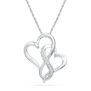 Double Heart Infinity Necklace, Silver