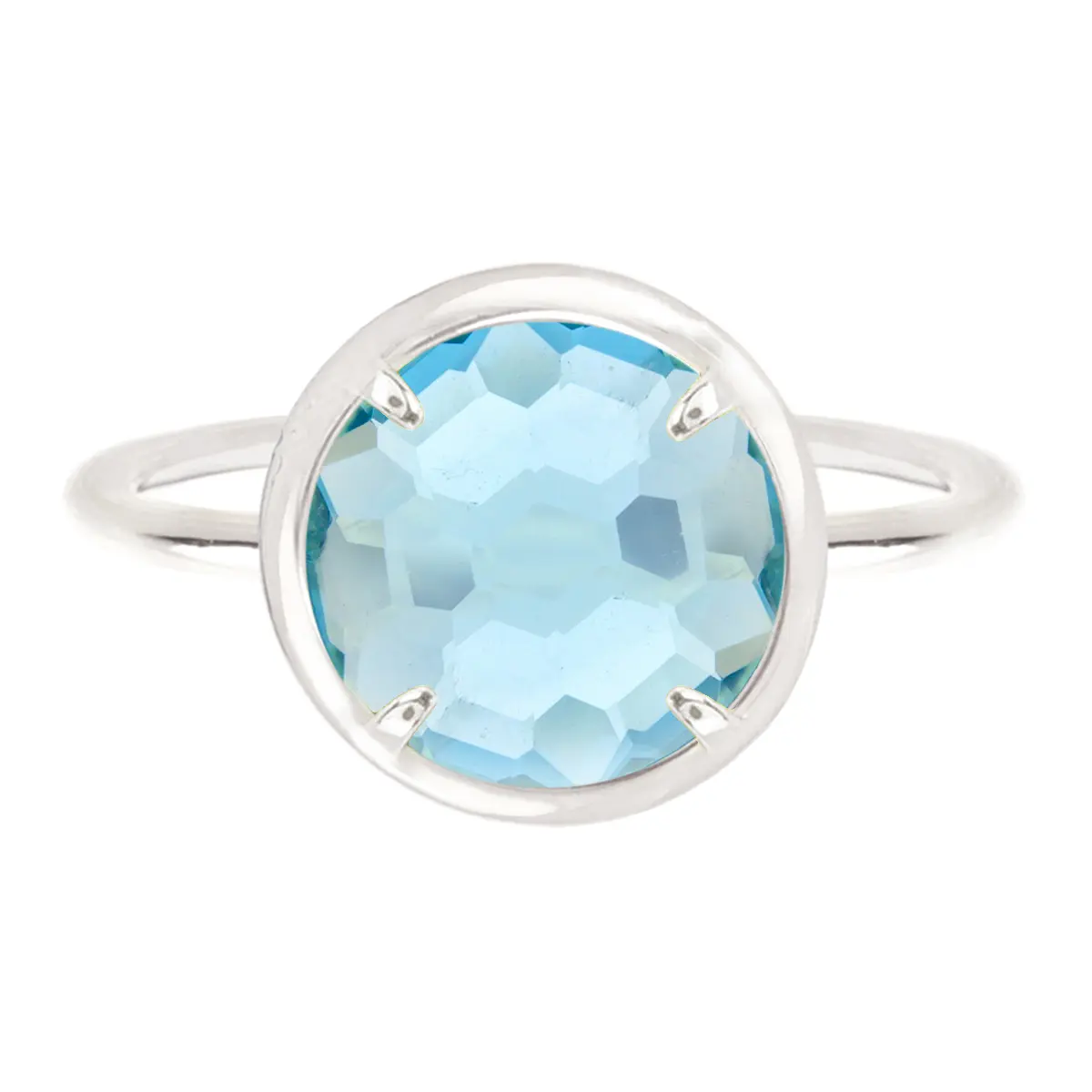 Artificial Sky Blue Crystal Round Ring for Women - Fashion Accessory