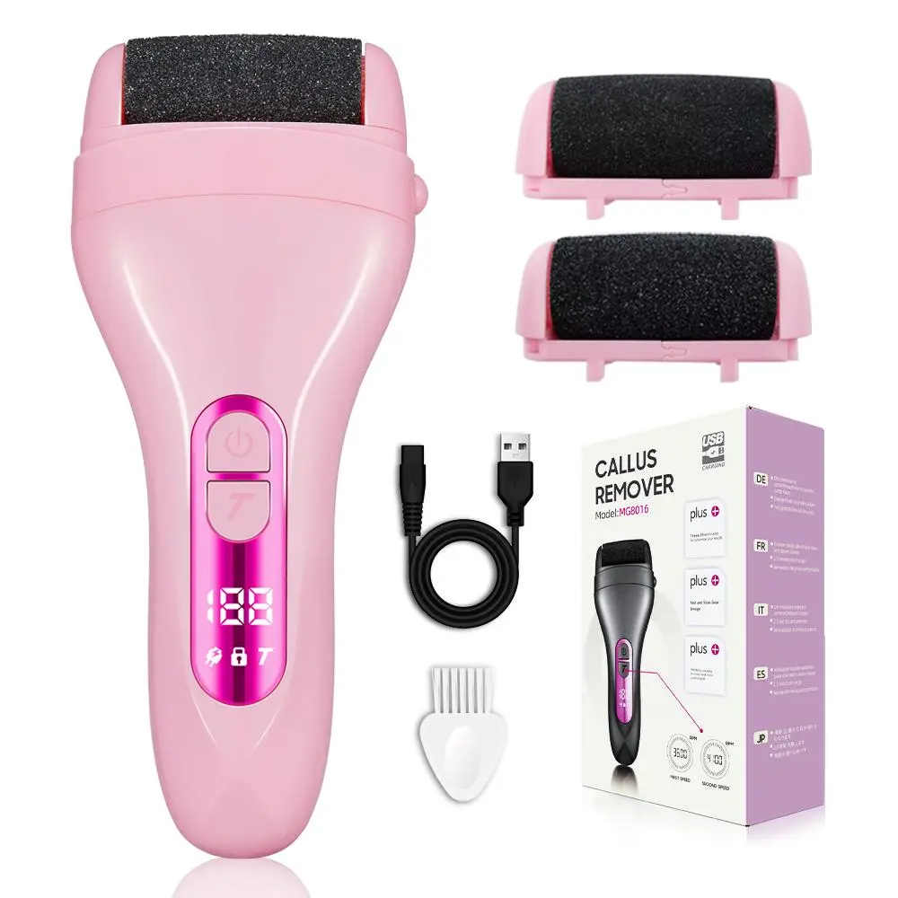 GERTZY Electric Foot File for Men & Women w/ 2 Replacement Heads & LCD Battery Display - Callus Remover, Pedicure Tool, Dead Skin Remover - Gift for Boyfriend/Girlfriend/Friends - Christmas, Valentine's Day