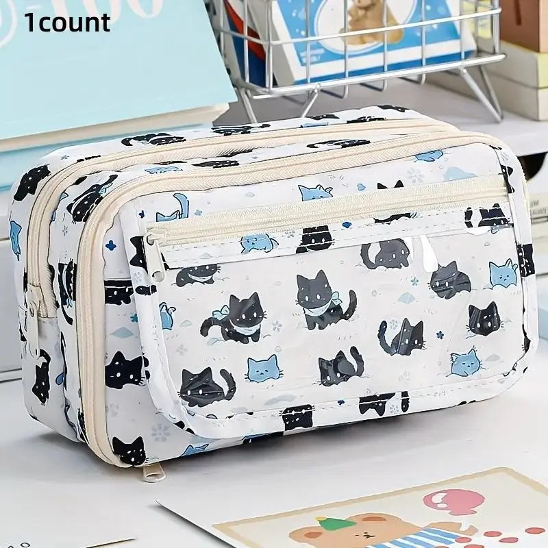 New Large Capacity Stationery Bag, Creative Simple Multifunctional Pencil Case, Cosmetic Storage Bag, Office Desk Organizer, Writing Stationery