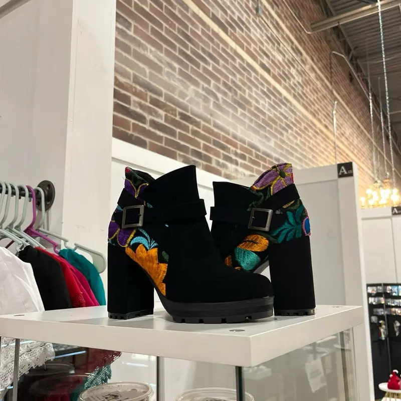 FLORAL BOOTS with Colorful Embellishments and Chunky Heels for Stylish Comfort