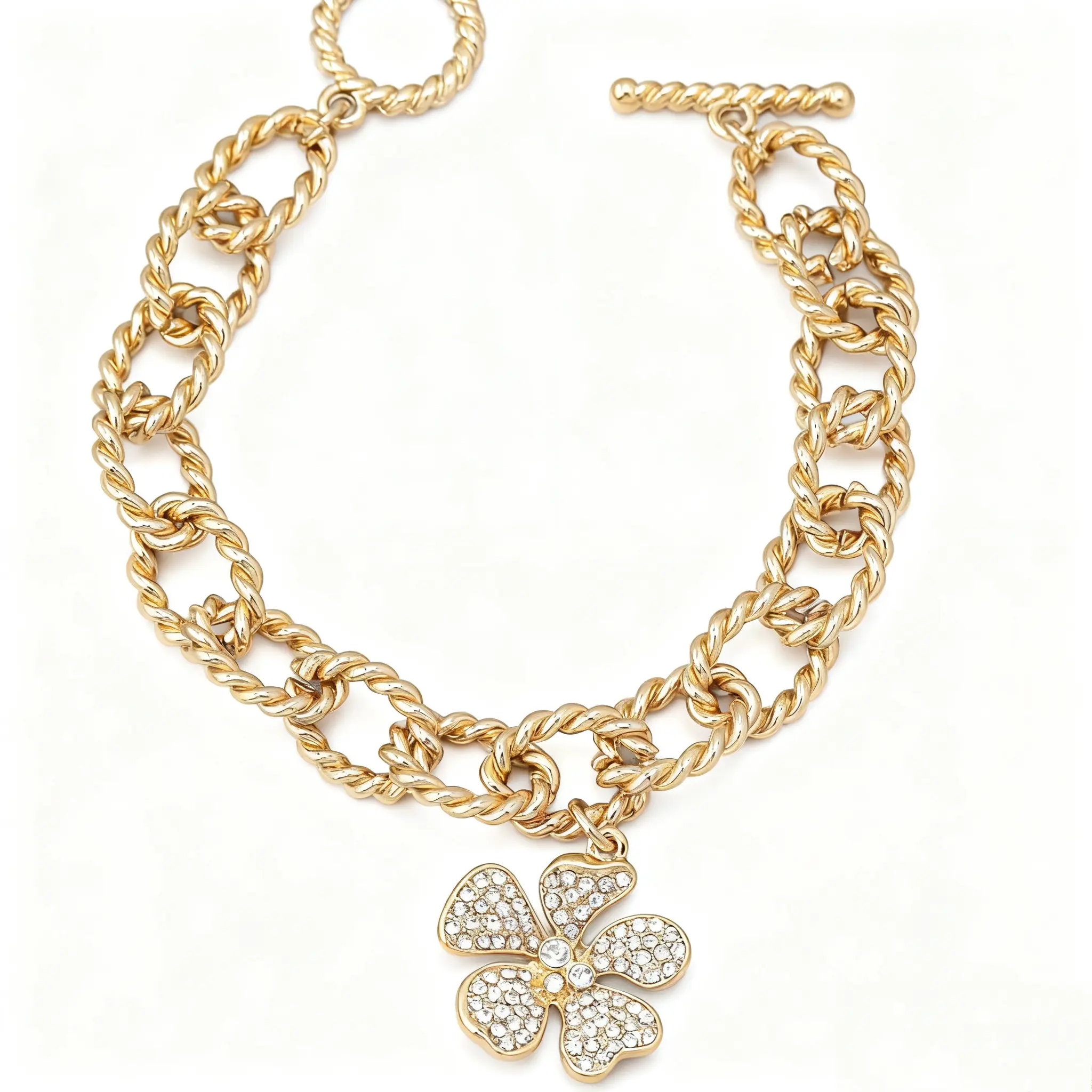 Women's Bracelet with Rhinestone Decor, 20cm Cuban Link Bangle & Flower Pendant, Lightweight Nickel-Free Alloy for Daily Wear, Rhinestone Decor Bangles, Cuban Link Chain, Birthday, Anniversary, Elegant, Engagement, Female