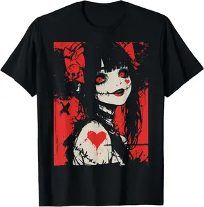 100% Cotton Horror Anime Manga |   Japan Japanese Creepy Kawaii Goth T-Shirt Menswear Top