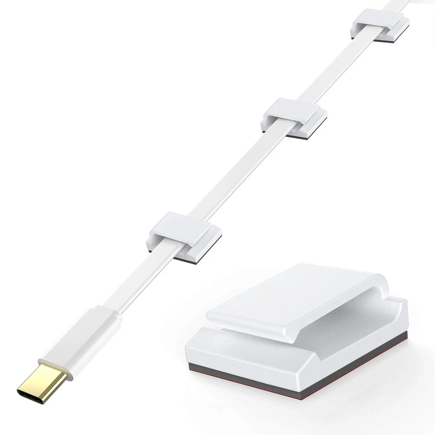 Ethernet  Clips, 100 count Adhesive Wire Clips, Flat Cord Clips Small  Holder Management for  Wall Flat Ethernet Network Cord Organizer, Decoration Fairy Light Sticky Hooks, White