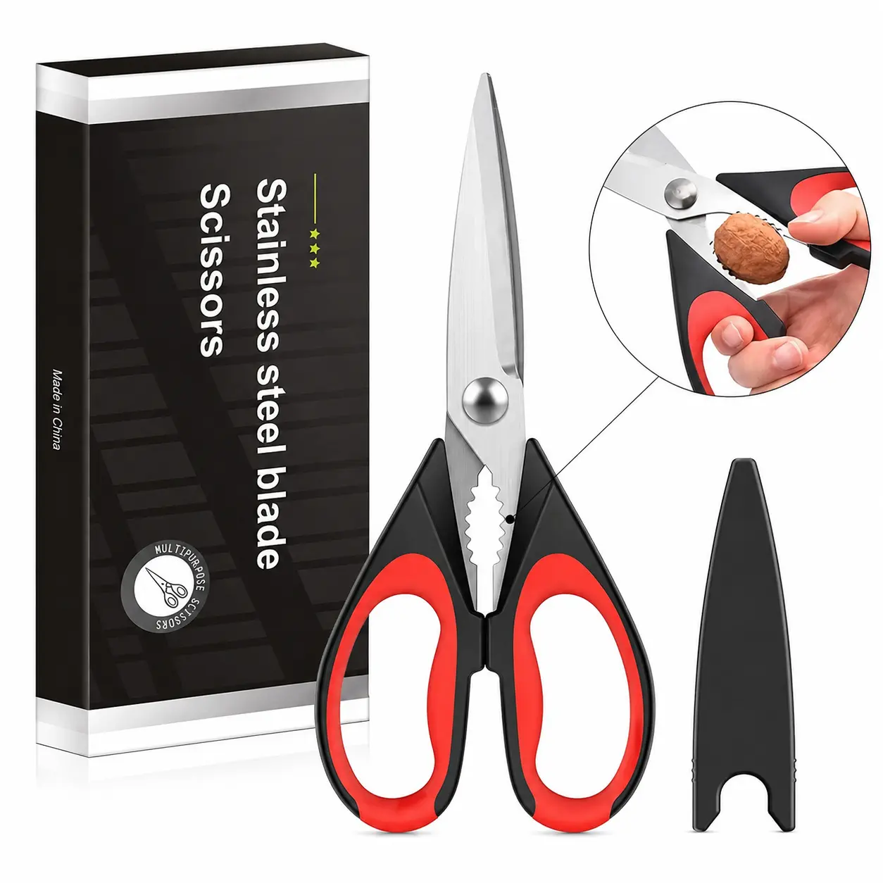 Handy Multi-Use Kitchen Scissors, Essential Kitchen Utensil for Cutting Meat, Chicken Feet, Vegetables & Fish for Everyday Tasks