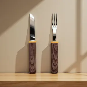 OesenX 2-in-1 camping knife and fork Spring limited Stainless steel two-in-one cutlery Sharp Silver Meat Scissors Dishwasher Safe Camping Steak Knife and Fork for food, steak, fruit Christmas Gift!