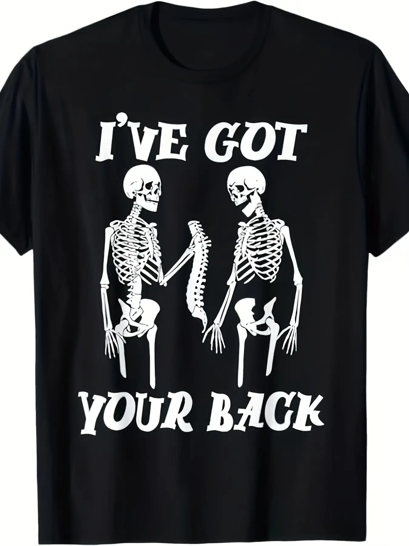 Men'S Funny "I've Got Your Back" Skeleton Skull & Bone Graphic T-Shirt - Halloween & Everyday Casual Wear, Comfortable Short Sleeve Tee with Spooky BFF Design, Sizes S-3XL, Ideal Gift for Men (/ Print) - Retro Style Round Neck