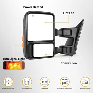 OEDRO Towing Mirrors compatible for 1999-2007 Ford F250 F350 F450 F550 Super Duty Tow Mirror Power Heated with Turn Signal Light 1999 2000 2001 2002 2003 2004 2005 2006 2007