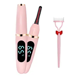 Heated Eyelash Curler, Electric Eyelash Curler Heated Lash Curler with Comb 3 Temp Settings Makeup Tools for Achieving A Natural Curl and Long Lasting Eyelashes Pink