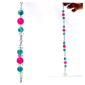Pink and Blue Beaded Suncatcher - Decorative Hanging Chain with Colorful Beads for Window or Door Decoration