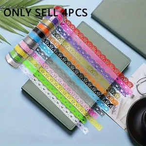 4Rolls, Washi Tape Lace Pattern, 18 Mm Wide Decorative Masking Adhesive Tape Set Colorful For Gift Wrapping, Planner Decoration, Scrapbook, Journal, Art Crafts DIY Album Scrapbook Decoration