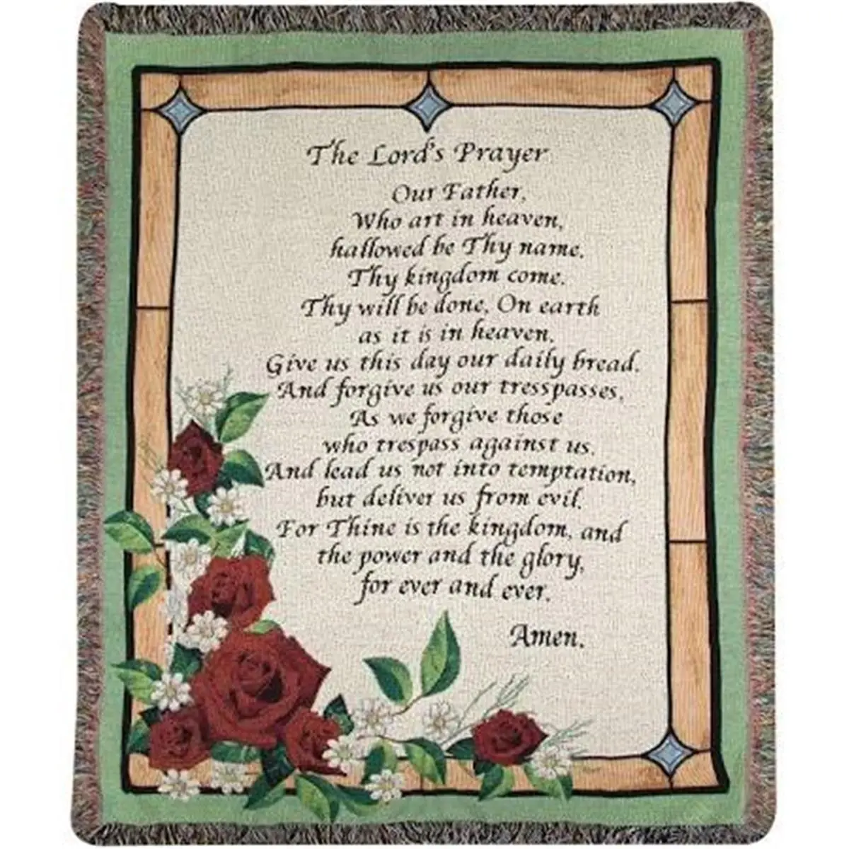 212 MAIN Stained Glass Tapestry Throw Blanket - 50x60 in Rectangular Cotton, Colorful Floral Arrangement Artwork, Inspirational Lord's Prayer Text, Artistic Tapestry for Manual Woodworkers, Spot-Clean Home Decor, Artwork Tapestries, Floral Arrangement Tap