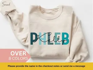 Personalized Phleb Tech Sweatshirt, Blue Custom Phleb Tech Shirt, Phlebotomist Gift, Nurse Appreciation Gift, Phlebotomy Technician Crewneck