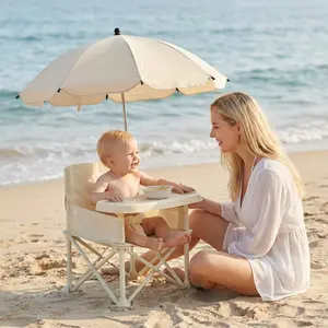 Beach Chair Low-Height Baby Feeding Chair, Foldable with Backrest Infant Learning Seat Outdoor, Portable Kids Play Chair