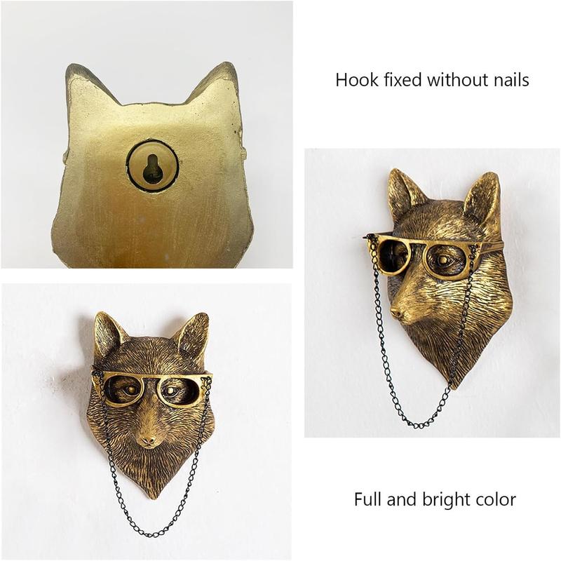 Animal Heads Wall Decor, Faux Deer Head Mount, Animal Sculptures Wall Decor, Resin Animal Head Wall Hanging Decoration for Living Room Bedroom Kitchen Gift,Fox Ornaments Hangable