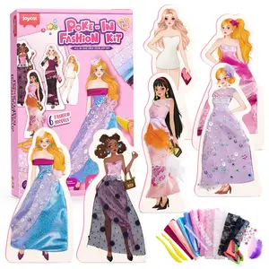 JoyCat Poke-in Fashion Designer Kit for Girls, 3D Castle Princess Dress Up DIY Set, No-Sew DIY Craft Toys, Paper Craft Kits, Mess-Free Creative Activity, Arts and Crafts & Birthday Gift for Girls,summervibes