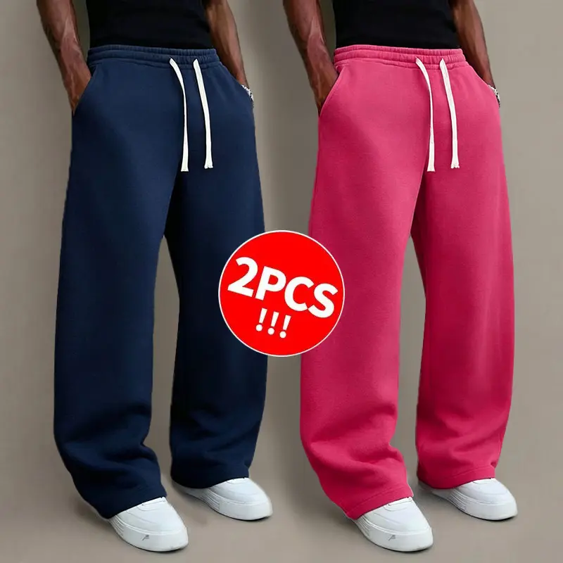 2 pack men's knitted long pants, spring/autumn style, soft fabric, comfortable casual wear (available in 2 pack and single item).