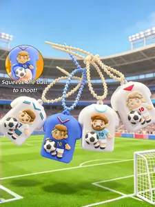 Cute Cartoon Soccer Player Squishy Keychain ️ | Fun Stress Relief Bag Charm & Perfect Party Favor