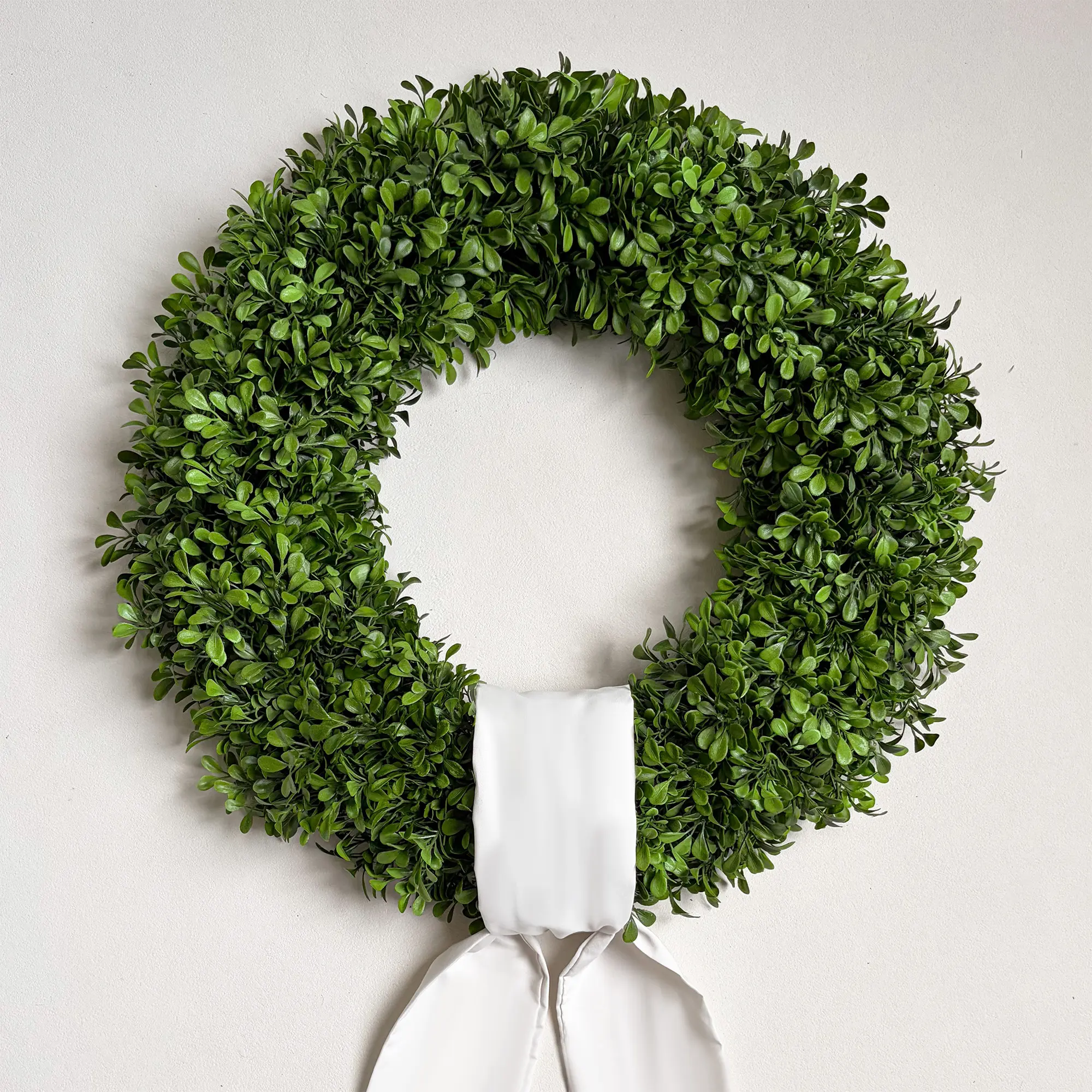 21 Inch Boxwood Wreath for Front Door with Hello Sign, Artificial Green Spring Wreath, Year Round Indoor Outdoor Door Decor for Farmhouse Wedding Summer St Patrick's Day