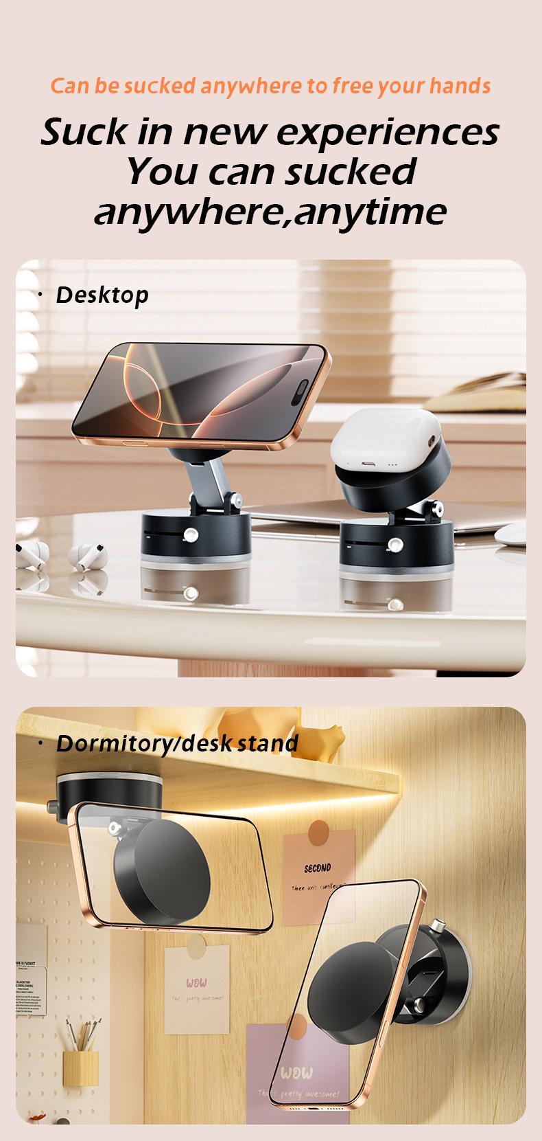 Multifunctional Strong Magnetic Vacuum Magnetic Mobile Phone Holder - Strong Magnet, Foldable, Portable, Multi-Scene Use