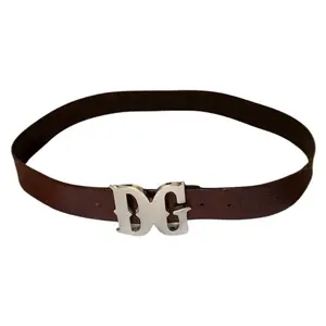 Pre-owned Dolce & Gabbana unisex women men brown leather belt size 110cm 44inch
