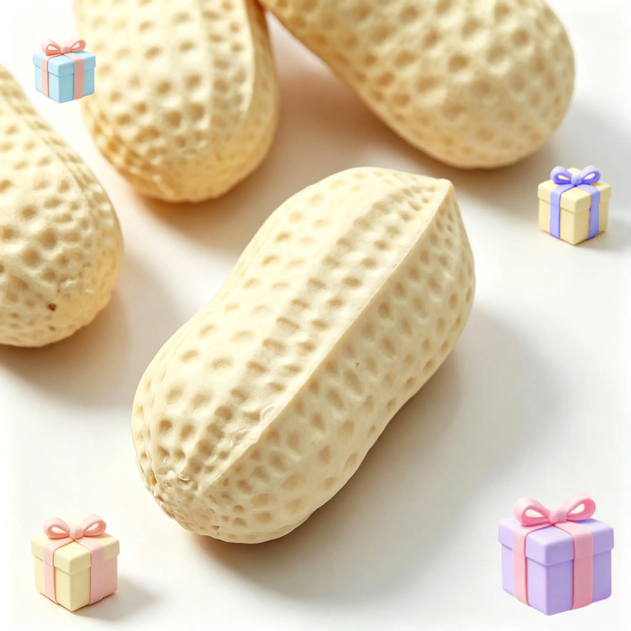 Realistic Peanut Shaped Flour Squishy Toy - Soft Stress Relief Fidget Toy for Kids Adults, Portable Sensory Toy for Travel Office  ideal day party favor little gift