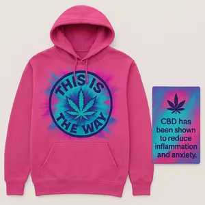 This Is The Way Colorful Weed Leaf Hoodie Glow Design Pullover Men and Women Sweatshirts Tops Pink