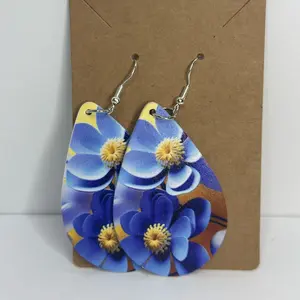 3D Blue Flower Earrings