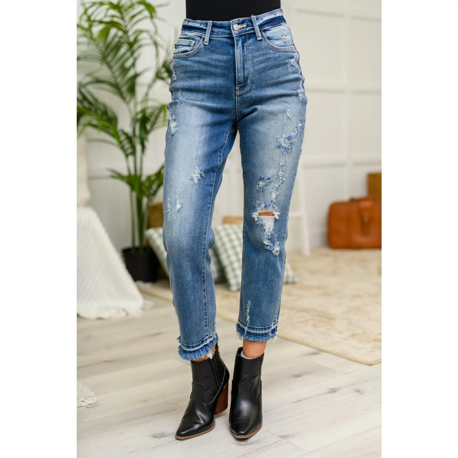 Harley Distressed Ankle Hem Jeans