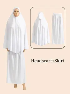 Women's Dress Set, Two Piece Set Women, Lazy Headscarf + Half Skirt, Muslim Soft Fabric Comfortable Fit, Perfect for Daily Wear & Casual