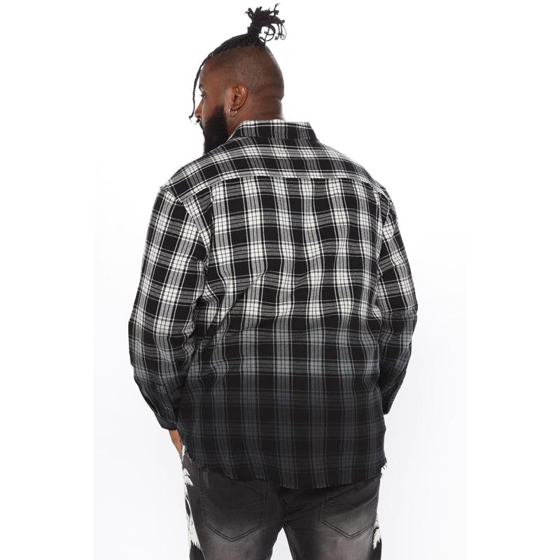 Sunset Dip Dye Flannel Shirt - White/Black