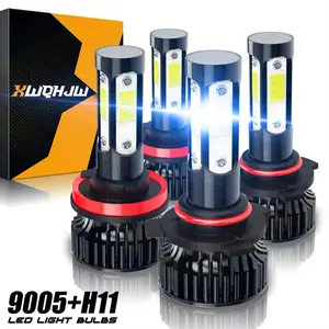 4pcs H11/H9/H8 9005/HB3 LED Bulbs Combo 6000K White, H11 9005 LED Lights Fog Lights Plug and Playled led lights