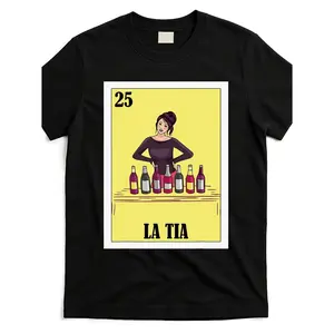 Aunt La Tia T-Shirt - Funny Mexican-Themed Graphic Print, 180G Pure Cotton, Unisex Crew Neck Short Sleeve Tee for Men & Women, Lightweight & Breathable, Perfect for Casual Outings, Everyday Tshirt | Playful Graphic Tee | Machine Washable